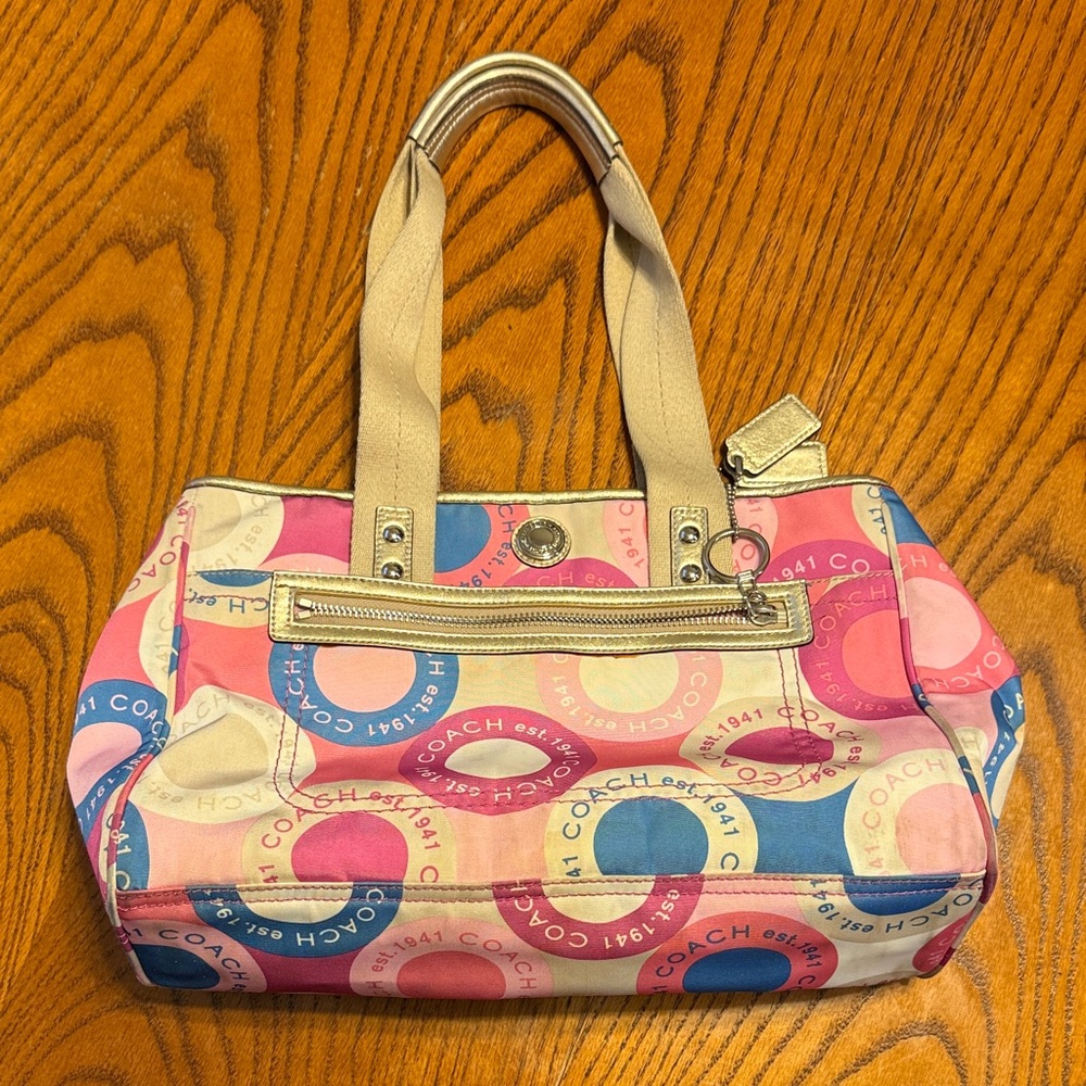 Coach Daisy Logo Print Scarf Shoulder Handbag